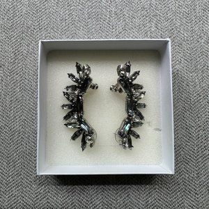 Handmade Gray Crystal Ear Climbers, NWOT